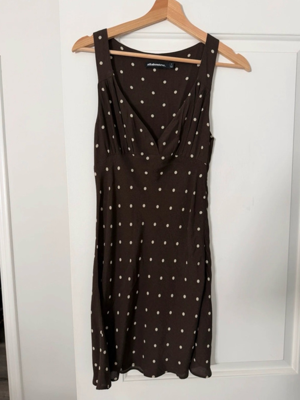 All About Eve Brown & White Polka Dot V-Neck Sleeveless Mini Dress